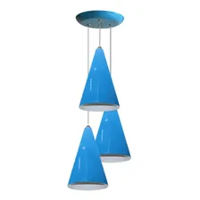 Luminaria Tripla Para Mesa De Jantar - Cozinha - Quarto Estrutura Azul Foto  mini 1