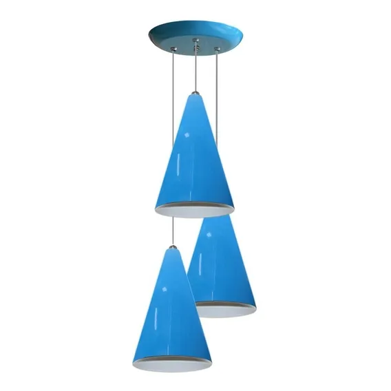 Luminaria Tripla Para Mesa De Jantar - Cozinha - Quarto Estrutura Azul Foto 1