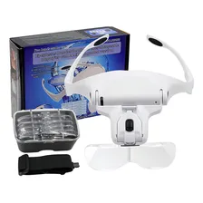 Lupa Branca De Cabeça Com Luz De Led E 5 Lentes Foto  mini 1