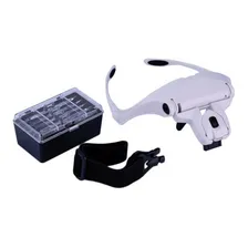 Lupa Cabeça Branca Profissional 2 Leds 5 Lentes Estética Foto  mini 1