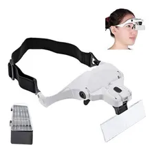 Lupa Cabeça Branca Profissional 2 Leds 5 Lentes Leitura Foto mini 1