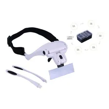 Lupa Cabeça Branca Profissional 2 Leds 5 Lentes Leitura Foto mini 2
