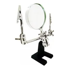 Lupa Com Duas Garras Jacaré E Suporte Para Ferro De Solda Foto  mini 1
