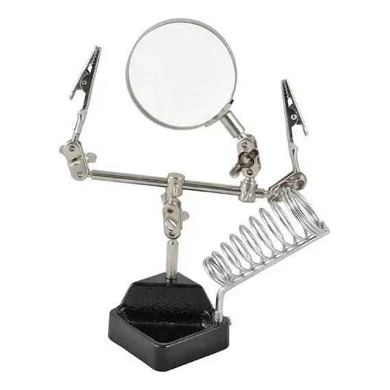 Lupa Com Garras E Suporte Para Ferro De Solda Foto 1