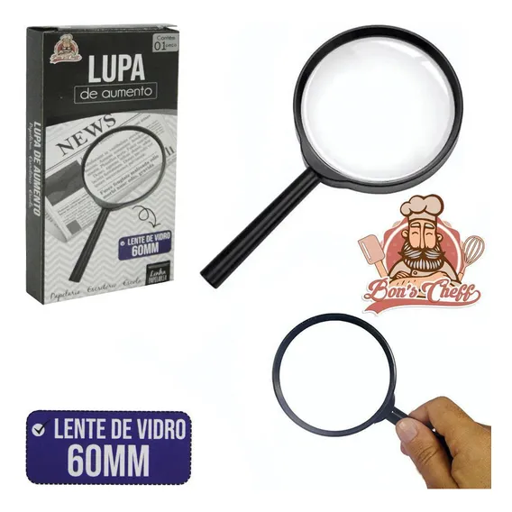 Lupa Com Lente De Vidro 60mm Na Caixa Foto 1