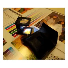 Lupa Conta-fios 10x Metal + Escala + Bolsa Em Couro + Led Foto mini 2