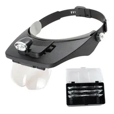 Lupa De Cabeça Pala Profissional 2 Leds 4 Lentes Articuladas Foto mini 2