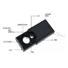 Lupa De Mão Conta Fios Leds Branco E Uv 60x/45x/30x Bolso Foto mini 3