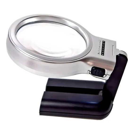 Lupa De Mão Luz Led Mesa Bancada Suporte Ajustável Dobrável Foto 1