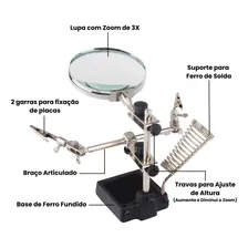 Lupa Para Solda Com Garras E Suporte Para Ferro Solda Braço Articulável Tomóvi Foto mini 3