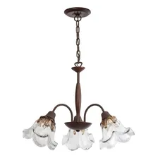 Lustre 3 Cúpulas Vidro Flor Country Madelustre Imbuia Fi Foto  mini 1