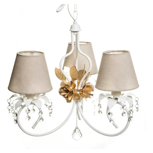 Lustre 3l Imperial Flor Dourada Quarto Bebê Infantil Foto 1