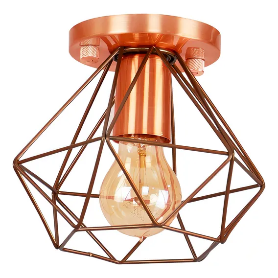 Lustre Aramado Diamante Majestoso Redondo Cobre/cobre Foto 1
