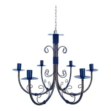 Lustre Artesanal Ferro Sala Cozinha Verniz 6 Bocais Estrutura Marrom Bivolt Foto  mini 1