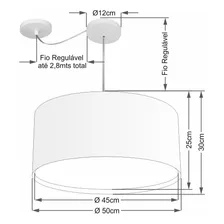 Lustre C/ Desvio De Centro Md-4315 Cupula 50x30 Linho Bege 110V/220V Foto mini 2