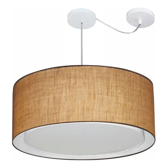 Lustre Cilindrico Desvio Centro 4318 Cúpula 60x30cm Palha 127/220V Foto 1