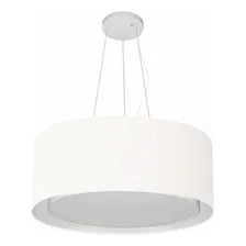 Lustre Cilíndrico Duplo Md-4124 Cúpula Em Tec 50x25cm Branco Foto  mini 1