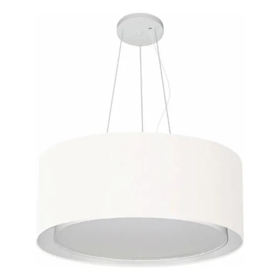 Lustre Cilíndrico Duplo Md-4124 Cúpula Em Tec 50x25cm Branco Foto 1
