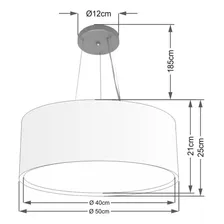 Lustre Cilíndrico Duplo Md-4124 Cúpula Em Tec 50x25cm Branco Foto mini  2