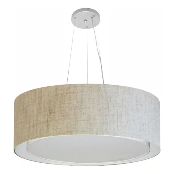 Lustre Cilíndrico Duplo Md-4125 Cúpula 60x25cm Rustico Bege Foto 1