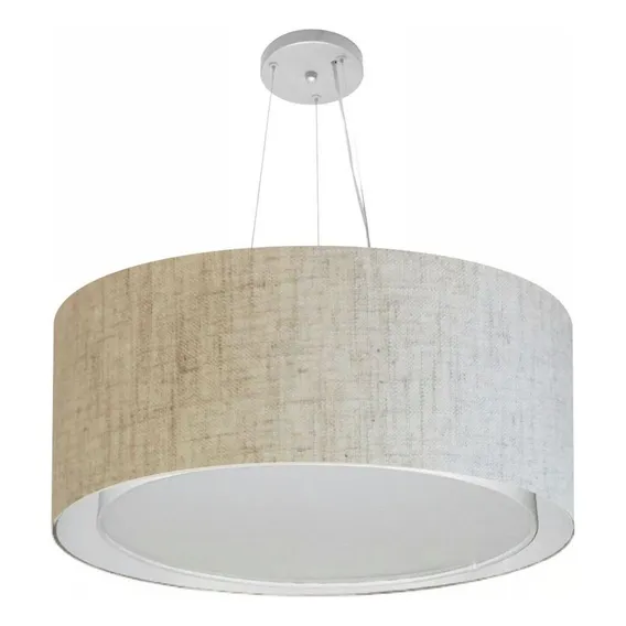 Lustre Cilíndrico Duplo Md-4302 Cúpula 60x30cm Rustico Bege Foto 1