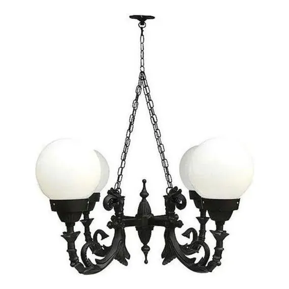 Lustre Colonial Paris Com Corrente Em AlumÃnio 04 Globos Foto 1