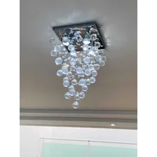 Lustre Com Cristais Legítimos, Base 30x30 Cm Cor Branco 110V/220V Foto mini 1