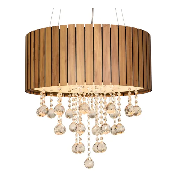 Lustre Com Cristais Ripado 60cm Amêndola Foto 1