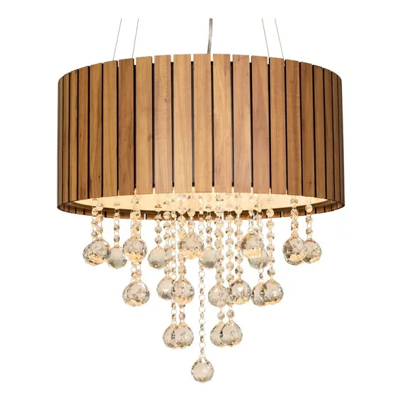 Lustre Com Cristais Ripado 60cm AmĂȘndola 110v/220v Foto 1