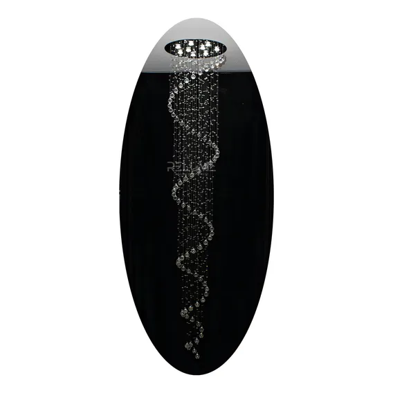 Lustre Cristal Cascata 3 Metros X 50cm Diam Espiral Cor Cinza 110V 220V (Bivolt) Foto 1