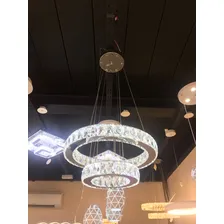 Lustre Cristal E Inox 2 Andares Redondo Com Controle Remoto Foto mini 3