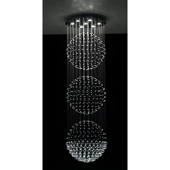 Lustre Cristal Esferas 50cm X 3,30 Metros 5 Esferas 110/220 Foto 1