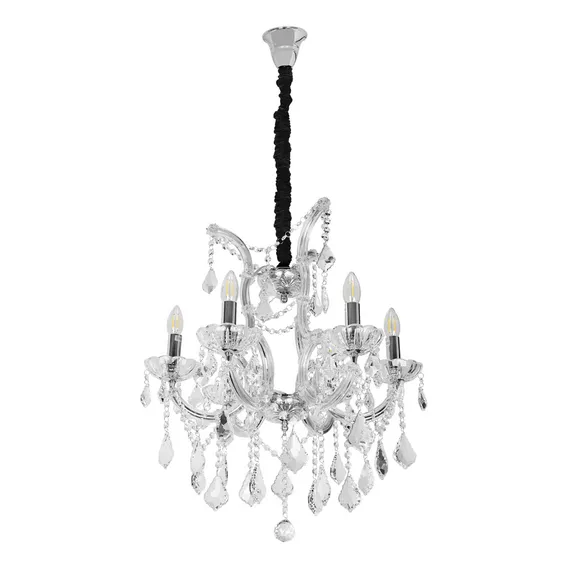 Lustre Cristal K9 Metal Cromado Florenca Foto 1