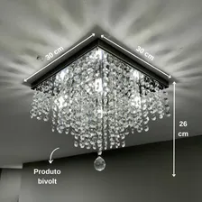 Lustre Cristal Legítimo 30x30 Sala Jantar LED Branco Frio Foto mini  3