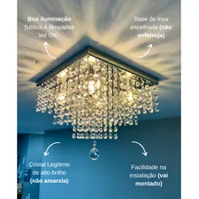 Lustre Cristal Legítimo 30x30 Sala Jantar LED Branco Frio Foto mini  2