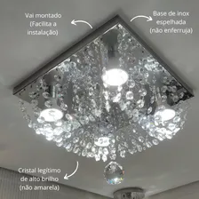 Lustre Cristal Legítimo 30x30cm Vai Montado Cor Branco Foto mini 2