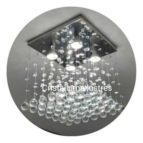 Lustre Cristal Legítimo Com 40cm Altura Estrutura Cristal E Inox 110v/220v Foto 1