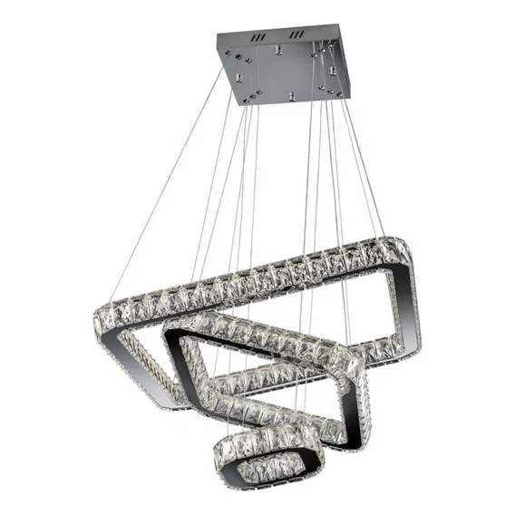 Lustre Cristal Legítimo Pendente Led Quadrado 77w 20x40x50cm 110v/220v Foto 1