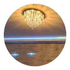 Lustre Cristal LegÃtimo Redondo Sala 40cm Diâmetro+ Estrutura Cristal E Inox 110v/220v Foto mini 3