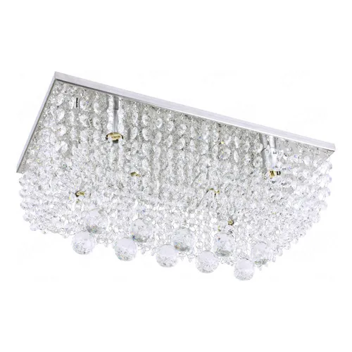 Lustre Cristal Legitimo Retangular Para 6 Lampadas Base Inox Foto 1