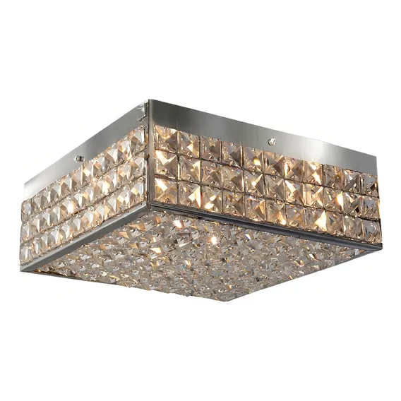 Lustre Cristal Plafon Quadrado Inox 6 Luzes G9 Windows Inox Foto 1