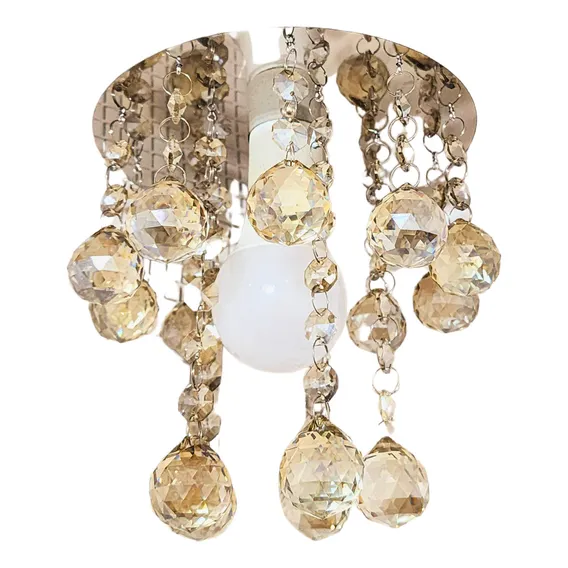 Lustre De Cristal Legítimo Honey Champanhe,vai Montado Foto 1