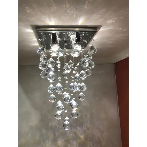 Lustre Em Base Inox 30x30 Chuva Pontudo Cor Prateado 110v/220v Foto 1