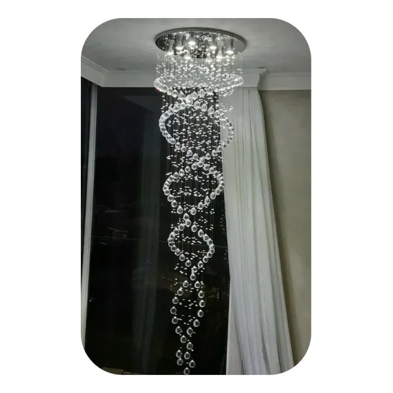 Lustre Em Cristais Espiral Duplo Lâmpada Inclusa 110v/220v Foto 1
