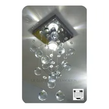 Lustre Gr 16 Chuva AcrÃlico Estrutura Prateado Bivolt 127 220 Base Do Lustre Quadrada Foto mini 3