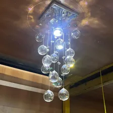 Lustre Gr 16 Chuva AcrÃlico Estrutura Prateado Bivolt 127 220 Base Do Lustre Quadrada Foto mini 4