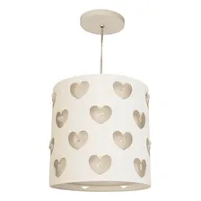 Lustre Infantil Pendente Corações Com Cristais Branco 25x25 Foto mini 1