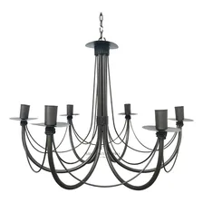 Lustre Luminária Ferro Arte Rústica Cozinha Verniz 6 Bocais Estrutura Marrom 110v 220v (bivolt) Foto mini  2