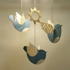 Lustre Luminária Infantil Passarinhos Azul Foto mini  3