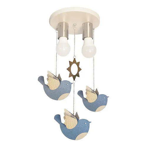 Lustre Luminária Infantil Passarinhos Azul Foto 1